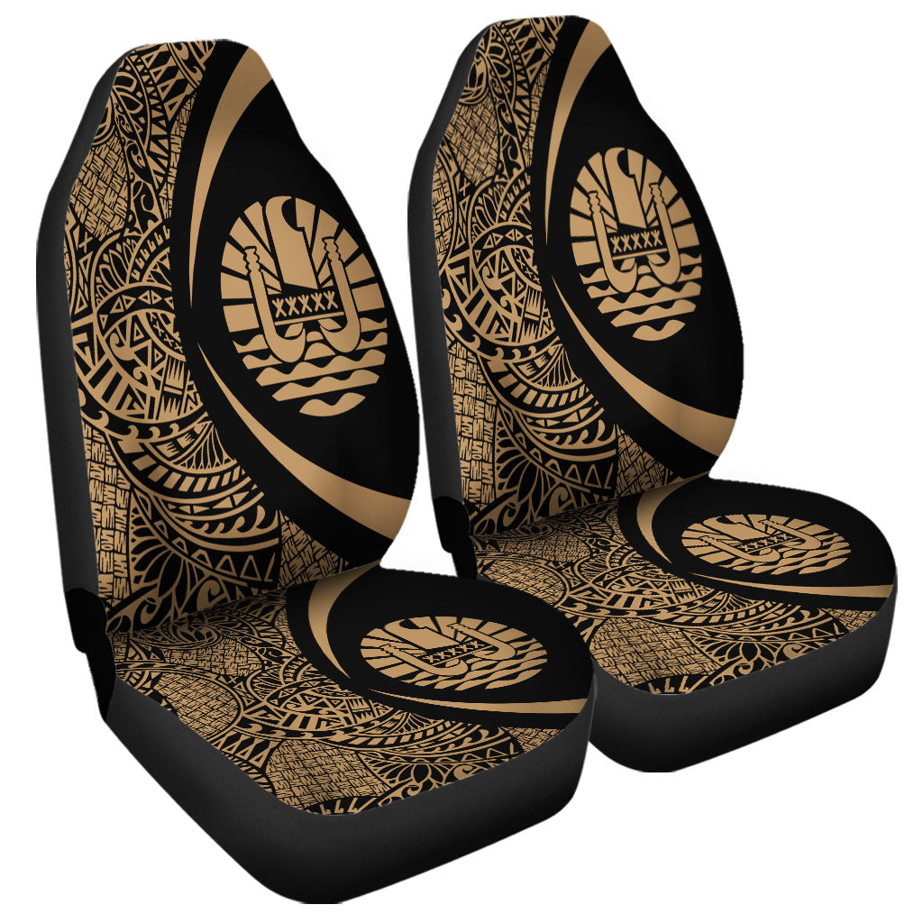French Polynesia Car Seat Covers Lauhala Gold Circle Style