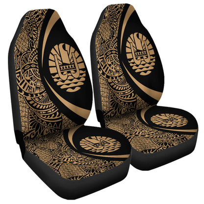 French Polynesia Car Seat Covers Lauhala Gold Circle Style