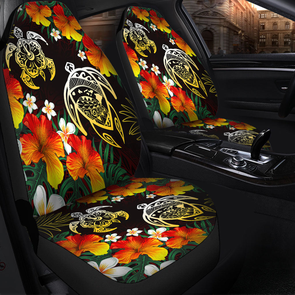 Hawaii Car Seat Covers Polynesian Tribal Floral Turtle