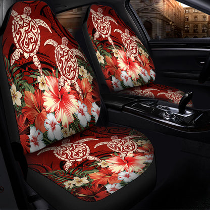 Hawaii Car Seat Covers Polynesia Turtle Drawing Tropical Flower