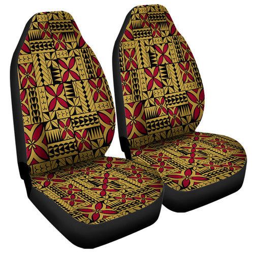 Samoa Car Seat Covers Siapo Design Tribal Pattern Yellow