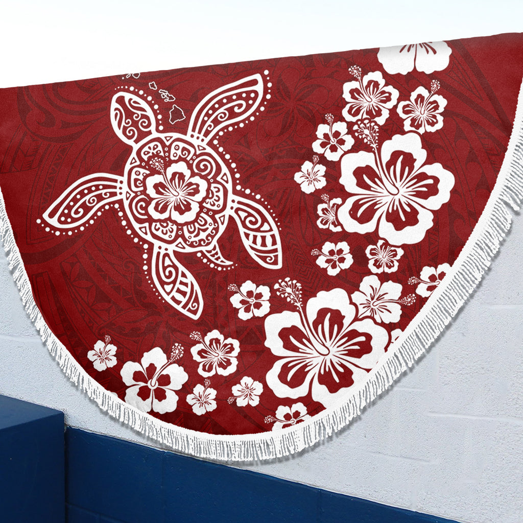 Hawaii Beach Blanket Tribal Hibiscus Flower Graphic Turtle Tatoo