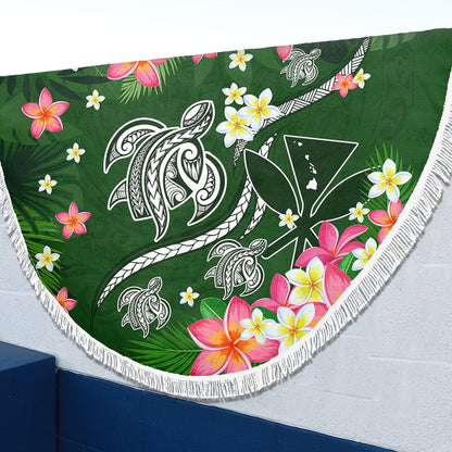 Hawaii Beach Blanket Aloha Island Turtle Plumeria Flower Tropical Fabric