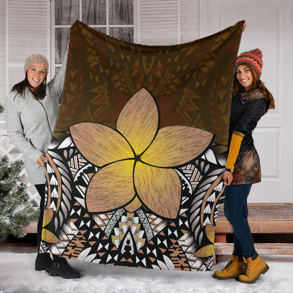 Hawaii Premium Blanket Hawaii Plumeria Polynesian Traditional Patterns Vintage Version