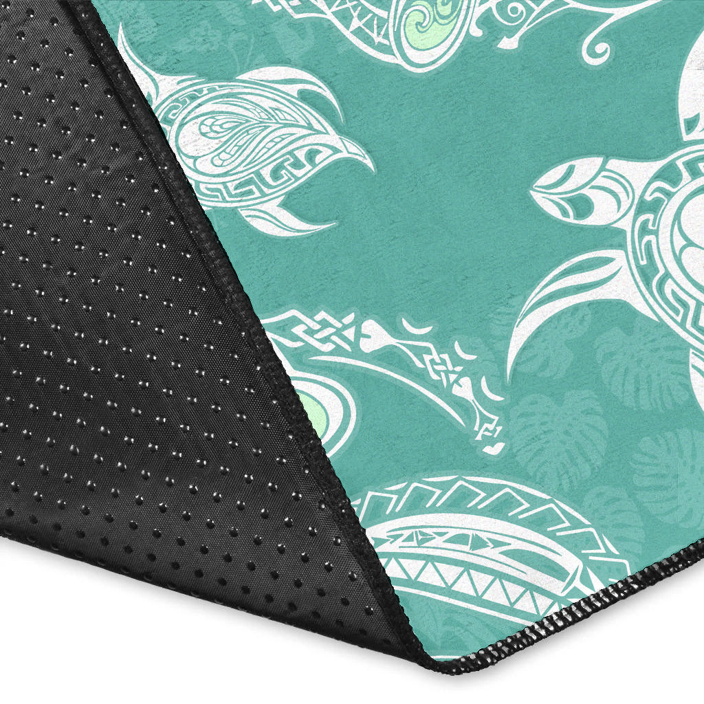 Hawaii Area Rug Polynesian Pattern Plumeria Turtles