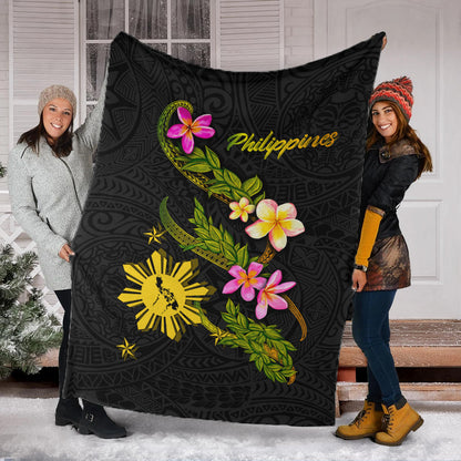 Philippines Filipinos Premium Blanket Philippines Sun And Map Plumeria Tribal