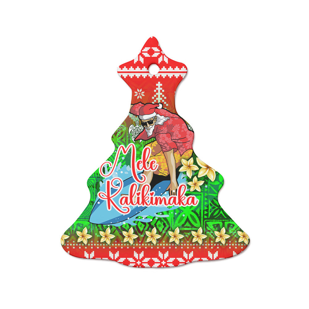 Hawaii Ceramic Ornament Santa Surfing Mele Kalikimaka Style