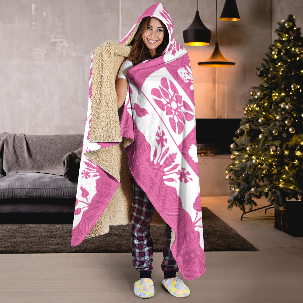 Hawaii Hooded Blanket Pink Hawaii Pattern Polynesian Color