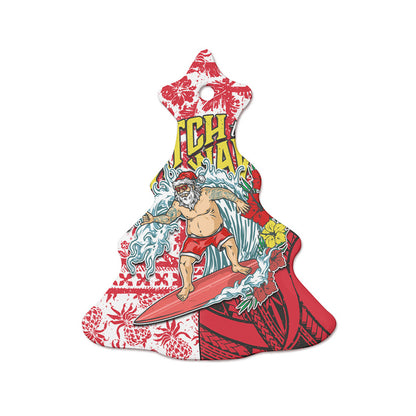 Christmas Ceramic Ornament Surfing Santa