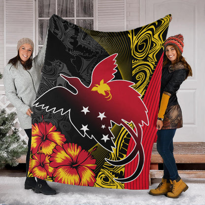 Papua New Guinea Premium Blanket Paradise Bird With Tribal Pattern