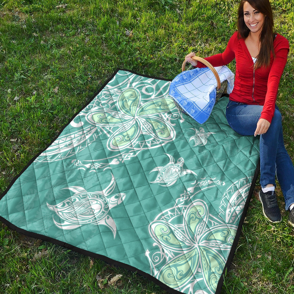 Hawaii Premium Quilt Polynesian Pattern Plumeria Turtles