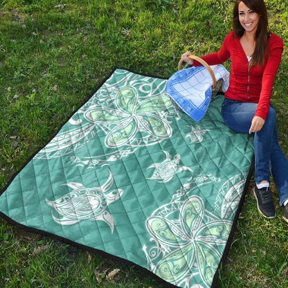 Hawaii Premium Quilt Polynesian Pattern Plumeria Turtles