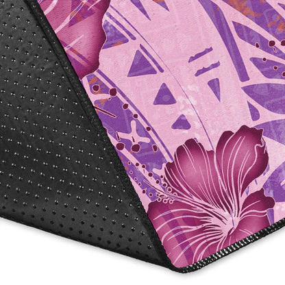 Hawaii Area Rug Polynesian Motif Purple Hibiscus