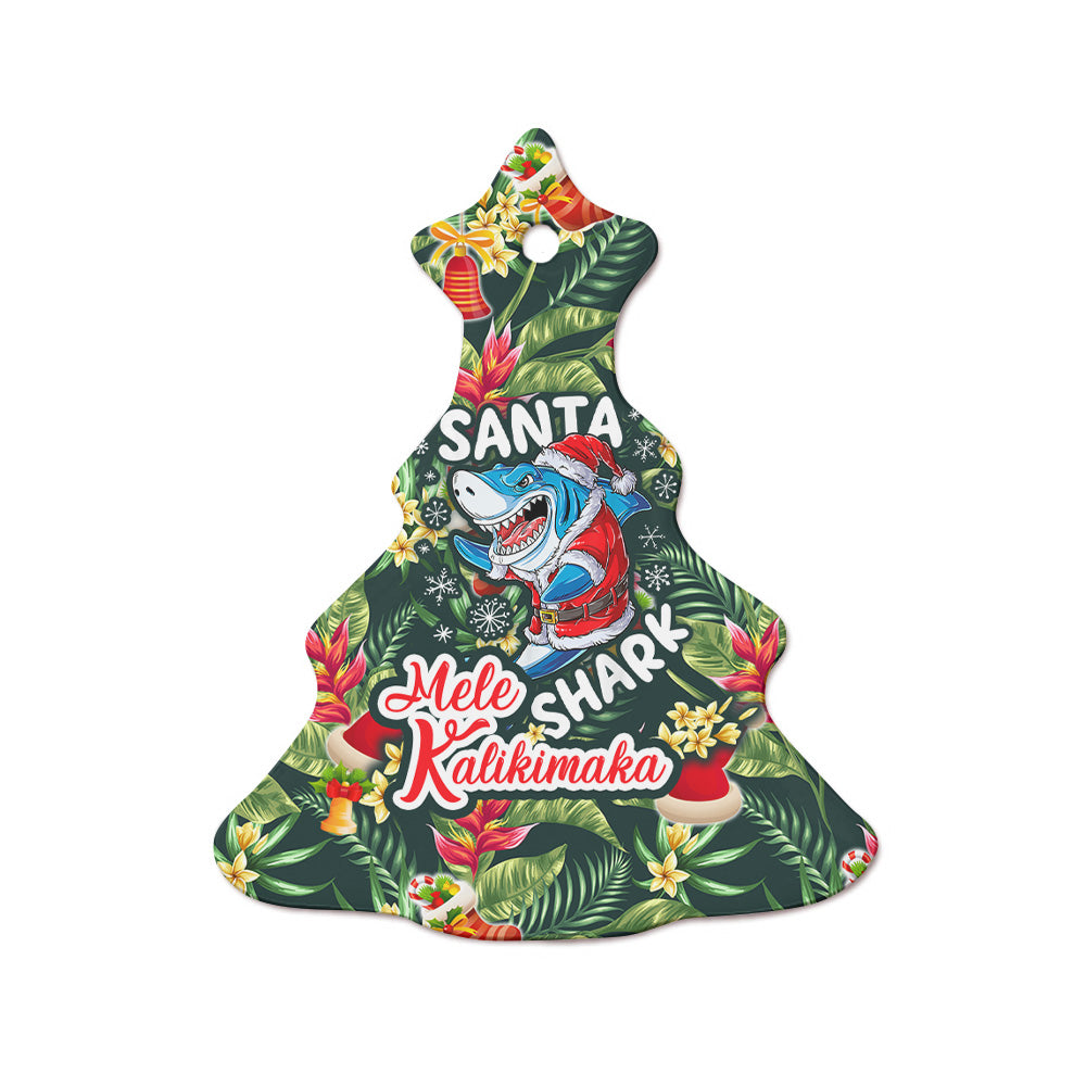 Hawaii Ceramic Ornament Mele Kalikimaka Santa Shark Tropical Style