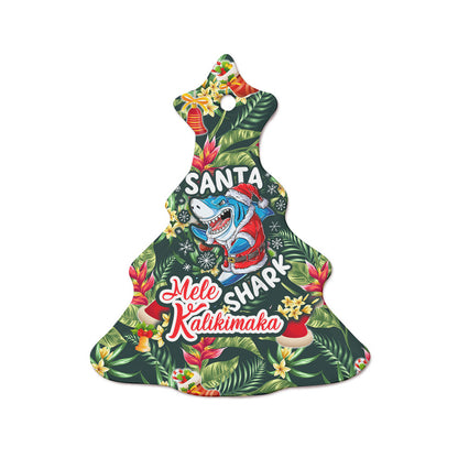 Hawaii Ceramic Ornament Mele Kalikimaka Santa Shark Tropical Style