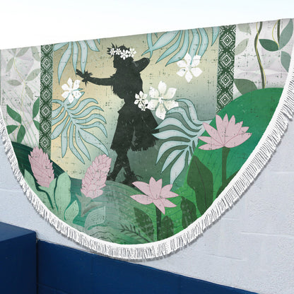 Hawaii Beach Blanket Hawaii Girl Hula Dancers With Tropical Flowers
