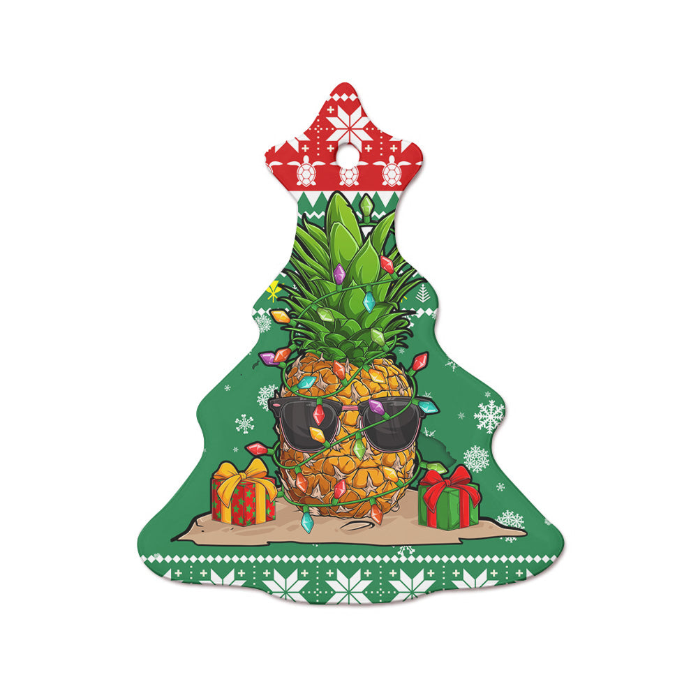 Hawaii Ceramic Ornament Christmas Pineapple Kanaka Maoli Pattern