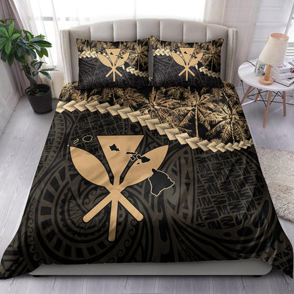 Hawaii Bedding Set - Kanaka Hawaii Map Coconut Tree Style Bedding Set