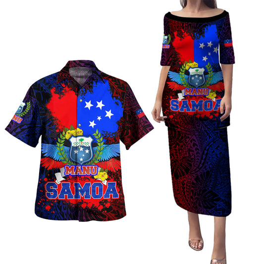 Samoa Combo Puletasi And Shirt Manu Wings Color Flag Style
