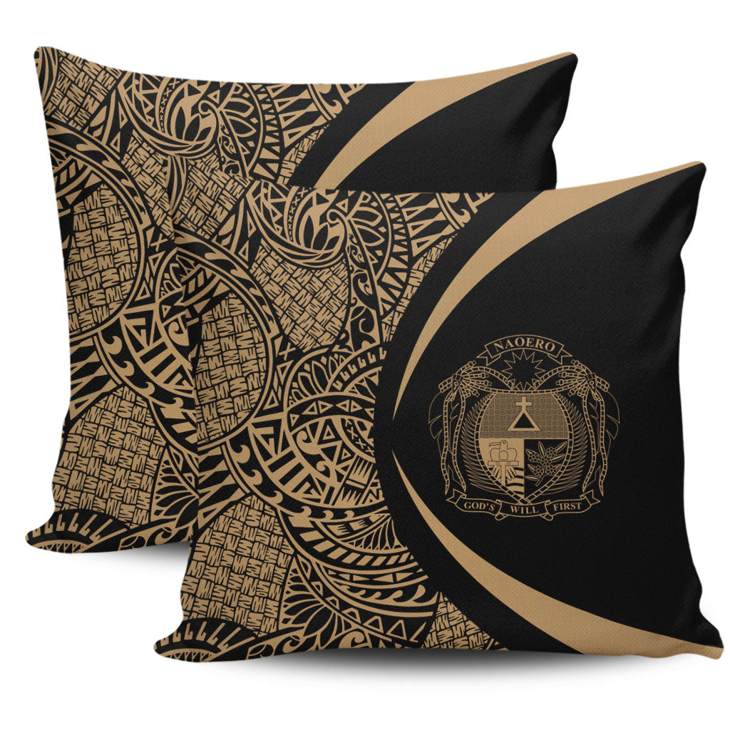 Nauru Pillow Cover Lauhala Gold Circle Style