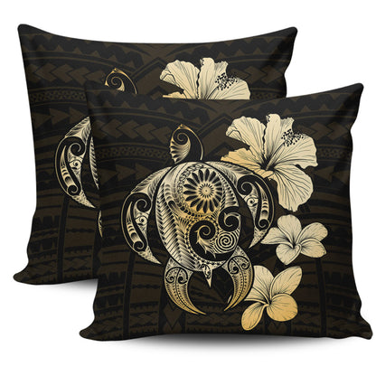 Hawaii Pillow Cover Hibiscus Plumeria Mix Polynesian Turtle
