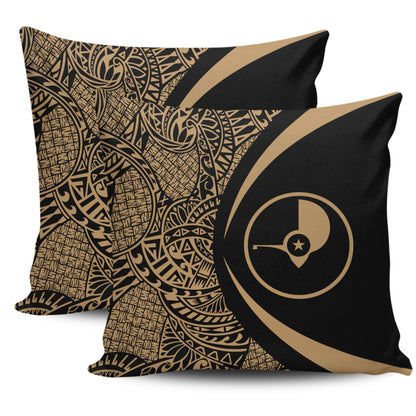 Yap State Pillow Cover Lauhala Gold Circle Style