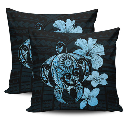 Hawaii Pillow Cover Hibiscus Plumeria Mix Polynesian Turtle