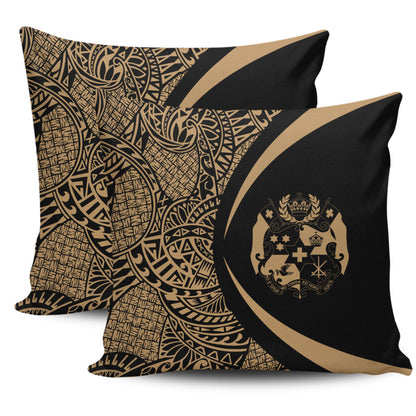 Tonga Pillow Cover Lauhala Gold Circle Style