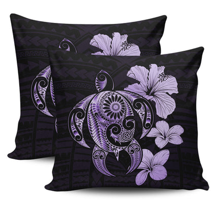 Hawaii Pillow Cover Hibiscus Plumeria Mix Polynesian Turtle