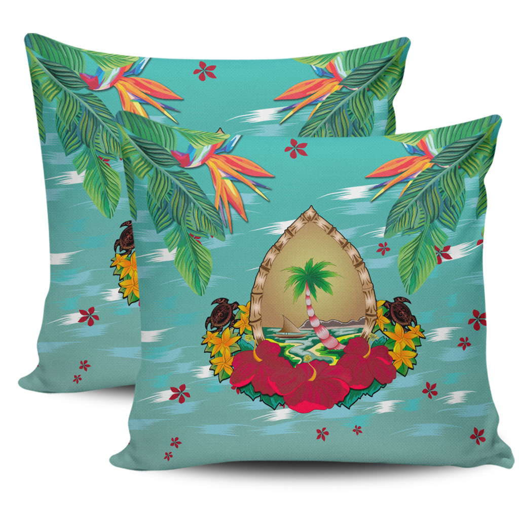 Guam Pillow Cover Latte Stones Hibiscus