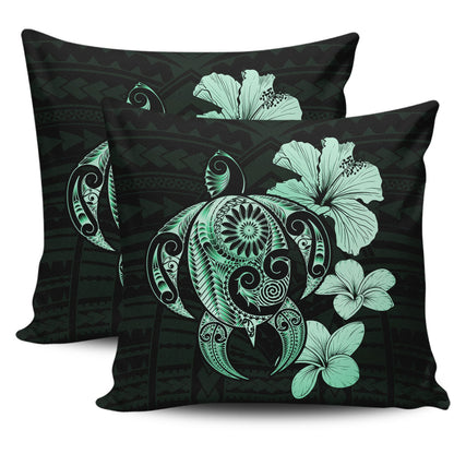 Hawaii Pillow Cover Hibiscus Plumeria Mix Polynesian Turtle