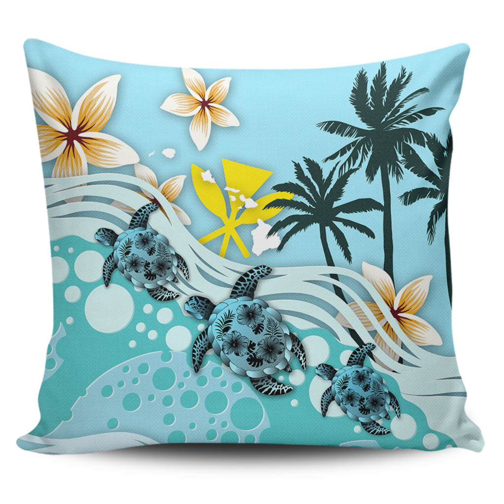 Hawaii Pillow Cover Kanaka Maoli Turte Blue Hibiscus