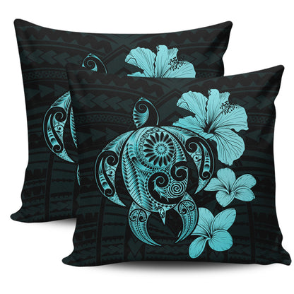 Hawaii Pillow Cover Hibiscus Plumeria Mix Polynesian Turtle