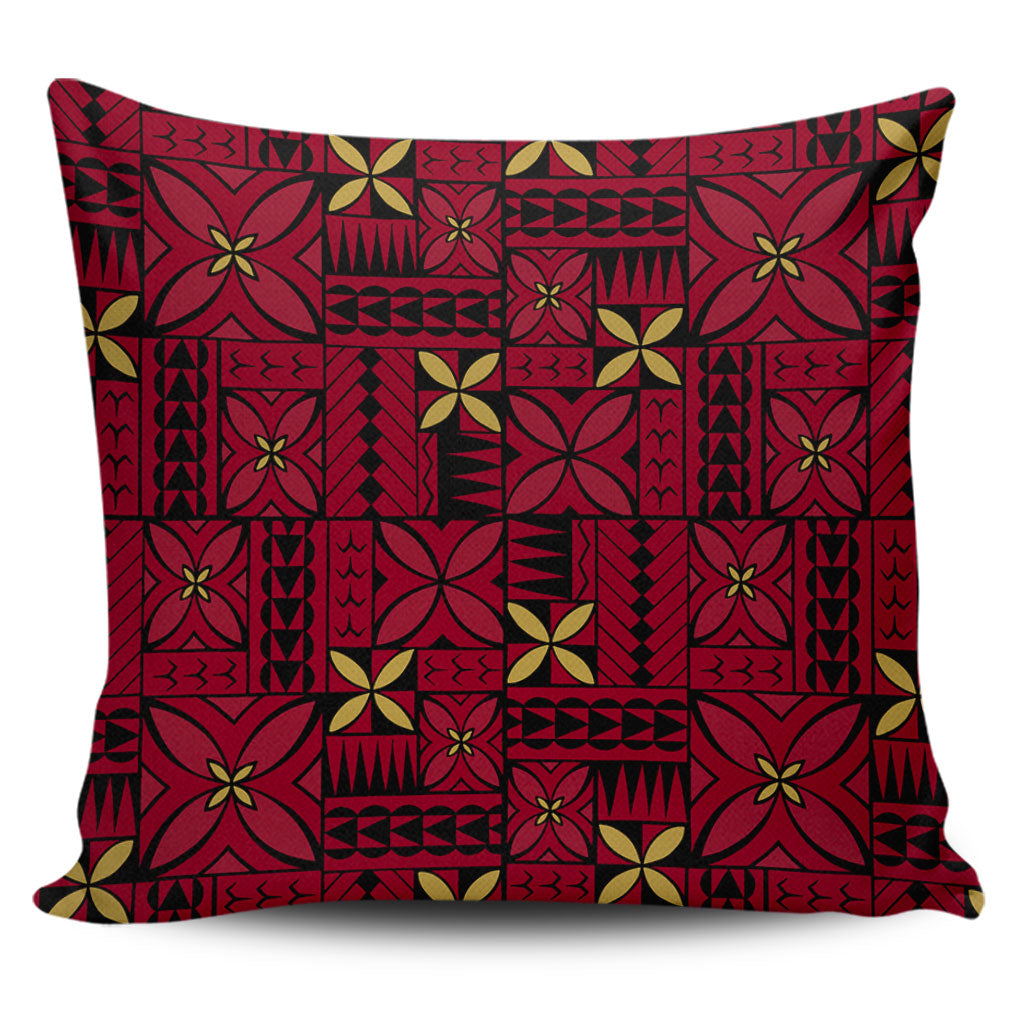 Samoa Pillow Cover Siapo Design Tribal Pattern Red