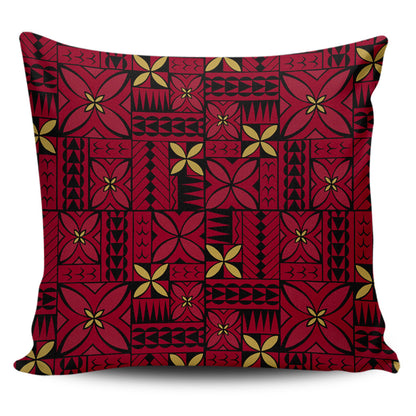 Samoa Pillow Cover Siapo Design Tribal Pattern Red
