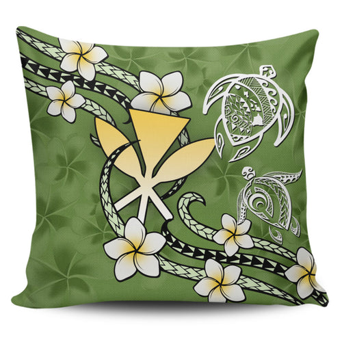 Hawaii Pillow Cover Kanaka And Turtle Map Plumeria Polynesia