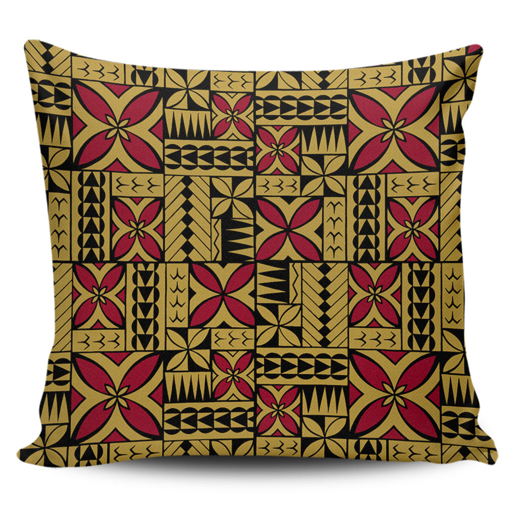 Samoa Pillow Cover Siapo Design Tribal Pattern Yellow