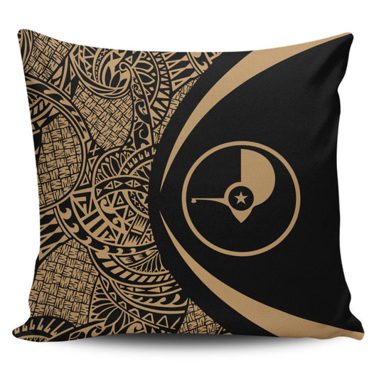 Yap State Pillow Cover Lauhala Gold Circle Style
