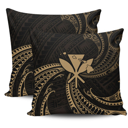 Hawaii Pillow Cover Kanaka Map Tribal Wave