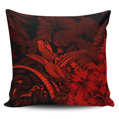 Hawaii Pillow Cover Turtle Polynesian With Hibiscus Flower