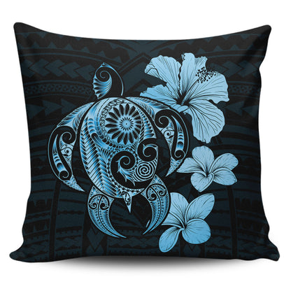 Hawaii Pillow Cover Hibiscus Plumeria Mix Polynesian Turtle