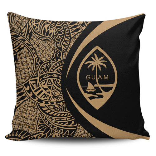 Guam Pillow Cover Lauhala Gold Circle Style