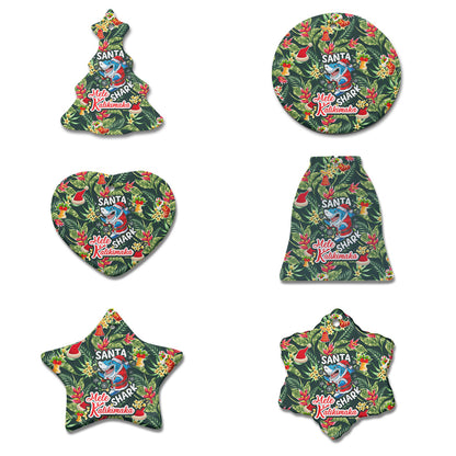 Hawaii Ceramic Ornament Mele Kalikimaka Santa Shark Tropical Style