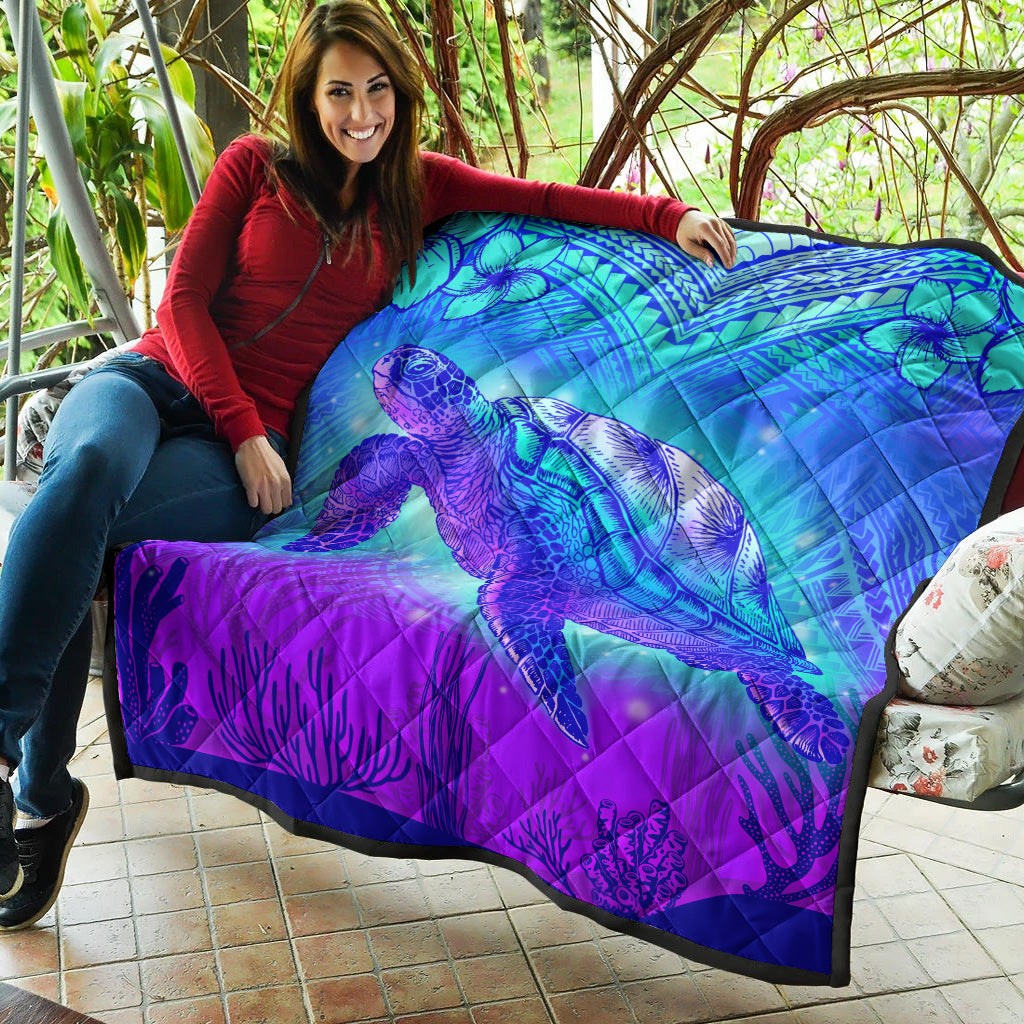Hawaii Premium Quilt Turtle Underwater Sea Polynesian Style
