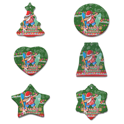 Hawaii Christmas Ceramic Ornament Mele Kalikimaka Dabbing Santa Christmas Style