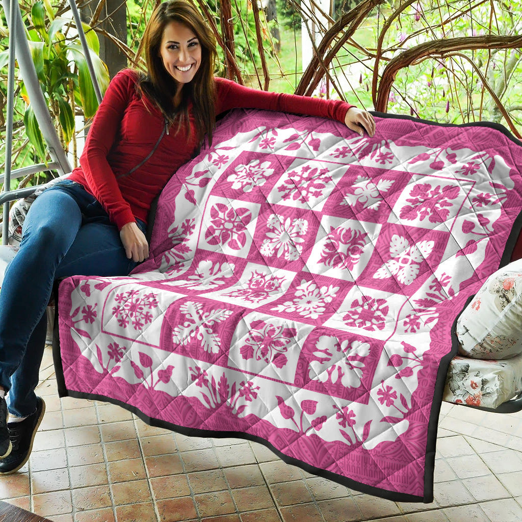 Hawaii Premium Quilt Pink Hawaii Pattern Polynesian Color