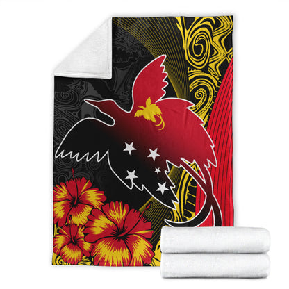 Papua New Guinea Premium Blanket Paradise Bird With Tribal Pattern