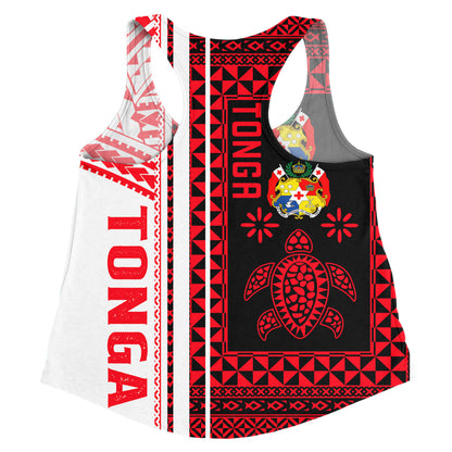 Tonga Women Racerback Tank - Custom Proud To be Tongan Polynesian Patterns With Tonga Kupesi