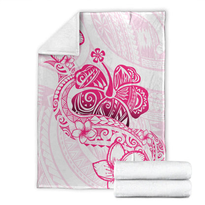 Hawaii Premium Blanket Pink Hibiscus And Plumeria Flowers Polynesian Decor