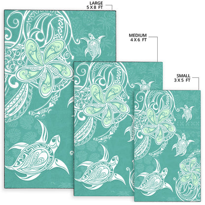 Hawaii Area Rug Polynesian Pattern Plumeria Turtles